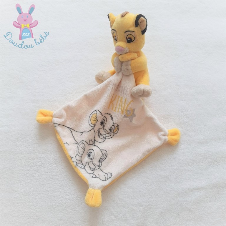 Doudou Roi Lion Simba jaune mouchoir blanc The Lion King DISNEY