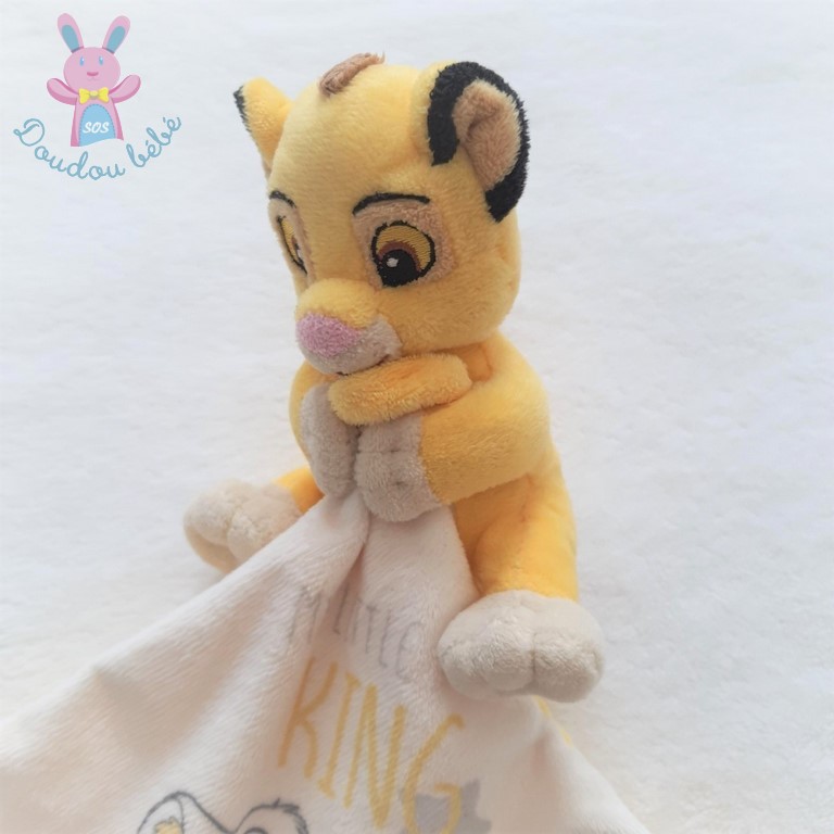 Doudou Roi Lion Simba jaune mouchoir blanc The Lion King DISNEY