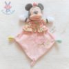 Doudou plat Minnie rose noir blanc motif fleurs DISNEY