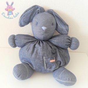 Grand doudou Lapin boule jean bleu blue denim 53 cm KALOO