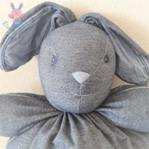 Grand doudou Lapin boule jean bleu blue denim 53 cm KALOO