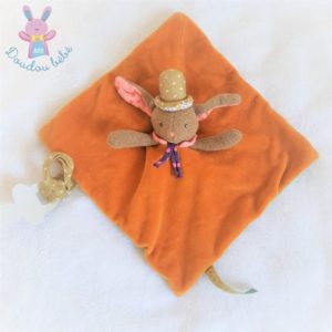 Doudou plat Lapin Les Tartempois orange marron rayé MOULIN ROTY