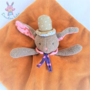 Doudou plat Lapin Les Tartempois orange marron rayé MOULIN ROTY