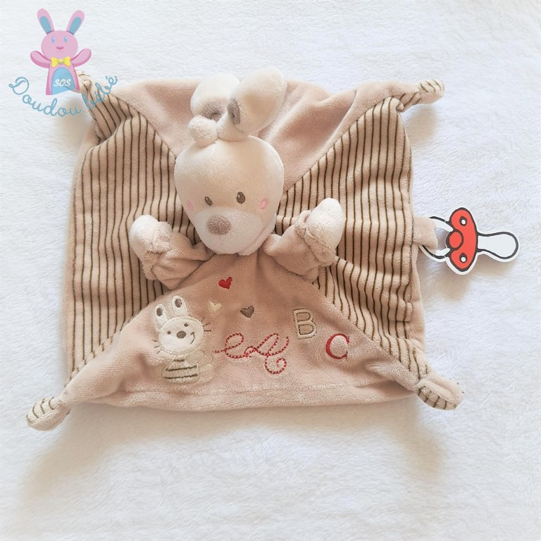 Doudou Lapin ABC Plat Rose Nicotoy - Coeur de Doudou