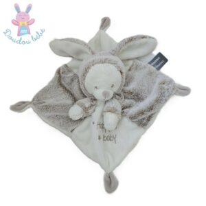 Doudou plat Ours déguisé en Lapin Happy baby beige blanc ORCHESTRA