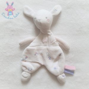 Doudou semi-plat Lapin blanc fleurs mon premier SERGENT MAJOR