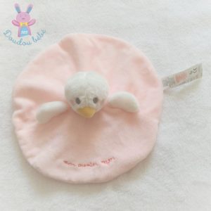 Doudou plat Canard oiseau rond rose blanc Mon Premier SERGENT MAJOR