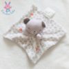 Doudou plat Ours gris blanc rouge avec motifs ronds SIPLEC