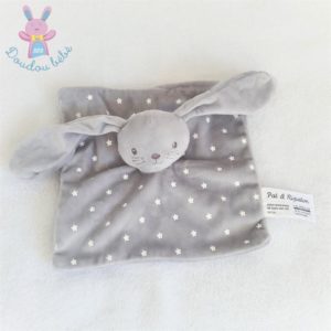 Doudou plat Lapin gris blanc étoiles luminescent PAT & RIPATON