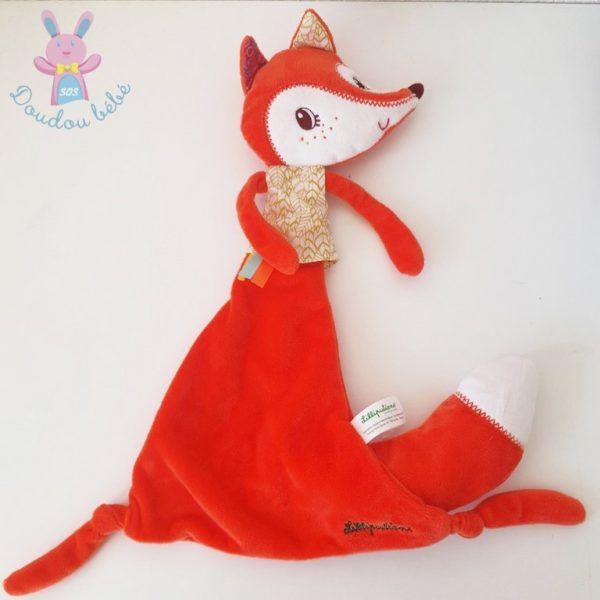 Doudou plat Alice la renarde renard orange et blanc LILLIPUTIENS