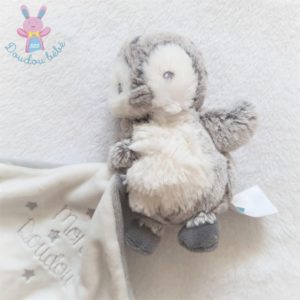 Mon doudou Pingouin gris blanc mouchoir étoiles attache tétine TEX