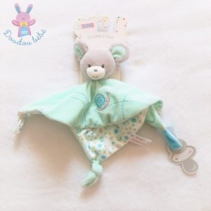 Doudou plat Souris gris vert bleu escargot attache tétine GIPSY