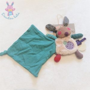 Doudou Lapin Chien mouchoir vert Les jolis pas beaux MOULIN ROTY