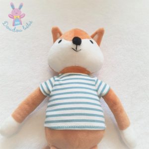 Doudou Renard marron blanc t-shirt rayé bleu BOUT’CHOU MONOPRIX