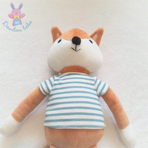 Doudou Renard marron blanc pull rayé bleu BOUT'CHOU MONOPRIX