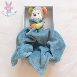 Doudou Singe multicolore avec couverture bleu NICOTOY SIMBA