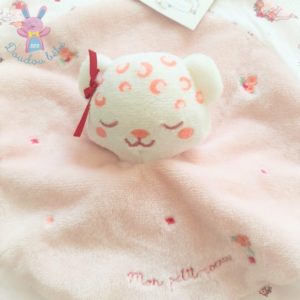 Doudou plat Chat rond rose blanc “Mon petit cœur” SERGENT MAJOR