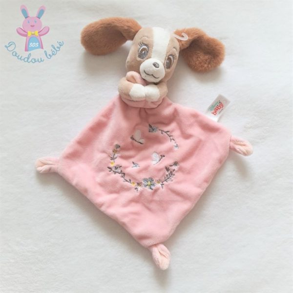 Doudou plat Chien Belle et le Clochard rose fleurs DISNEY BABY