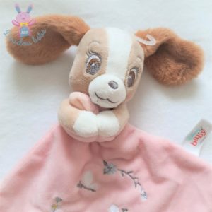 Doudou plat Chien Belle et le Clochard rose fleurs DISNEY BABY