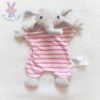 Doudou plat éléphant gris tissu rayé rose et violet H&M