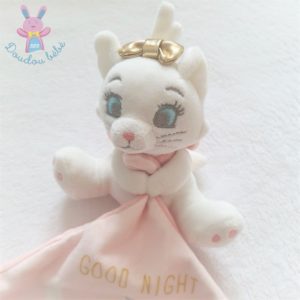 Doudou Chat Marie blanc rose mouchoir Good Night DISNEY