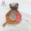 Doudou plat Ours marron crème rose Les jolis trop beaux MOULIN ROTY