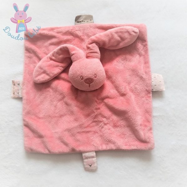 Doudou plat Lapin rose framboise étiquettes NATTOU