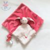 Doudou plat Lapin Pili rose blanc NOUKIE'S