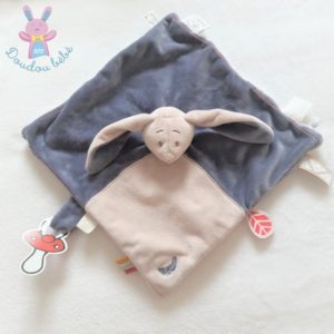 Doudou plat Lapin Bao et Wapi bleu beige attache tétine NOUKIE’S