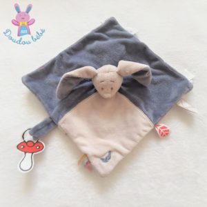 Doudou plat Lapin Bao et Wapi bleu beige attache tétine NOUKIE’S