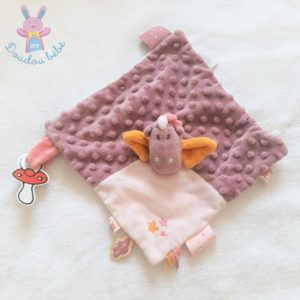 Doudou plat Dragon Victoria rose mauve attache tétine NOUKIE’S