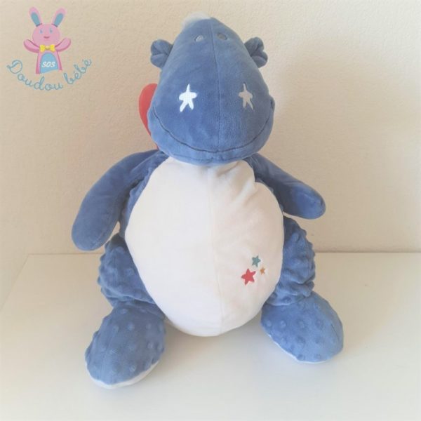 Doudou peluche Dragon Victor & Guss bleu blanc 45 cm NOUKIE'S