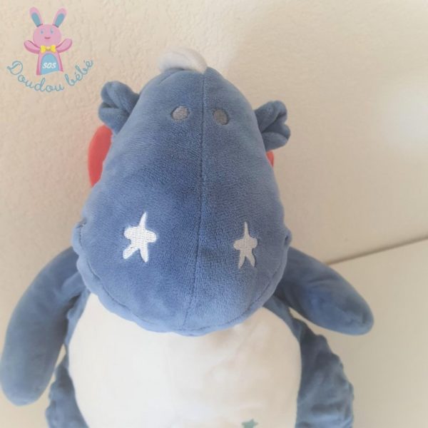 Doudou peluche Dragon Victor & Guss bleu blanc 45 cm NOUKIE'S