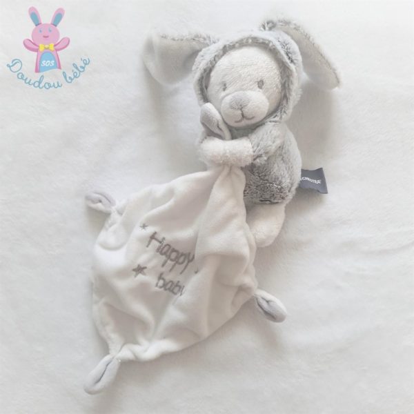 Doudou Ours déguisé en Lapin gris mouchoir Happy Baby ORCHESTRA