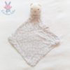 Doudou plat Chat tissu blanc gris rose motif fleurs OBAIBI OKAIDI