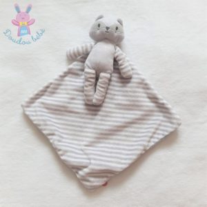 Doudou Raton laveur « my little hero » gris blanc rayé cape OBAIBI