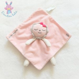 Doudou plat Fleur Soleil rose dessous pois “tender dreams” OBAIBI