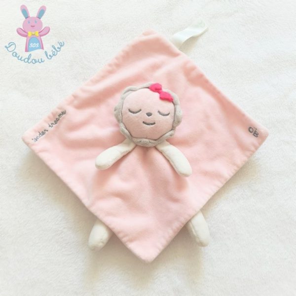 Doudou plat Fleur Soleil rose dessous pois "tender dreams" OBAIBI