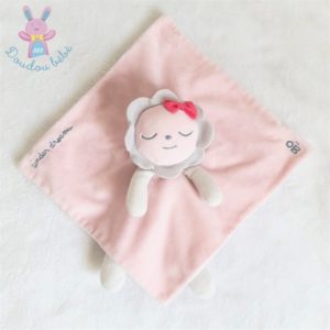 Doudou plat Fleur Soleil rose dessous pois “tender dreams” OBAIBI