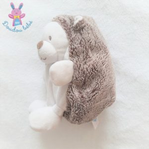 Doudou peluche Hérisson blanc et marron chiné 20 cm TEX BABY