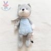 Doudou Renard gris bleu blanc étoiles écharpe à pois TEX BABY