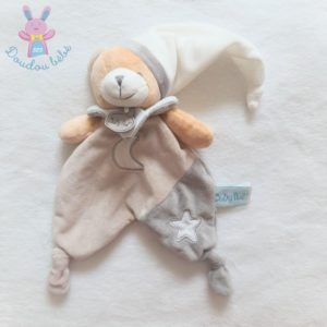 Doudou plat Ours beige gris étoile lune luminescent BABY NAT