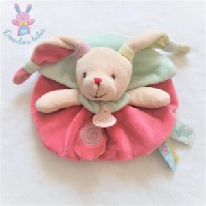 Baby'Nat - Lapin Câlins - Peluche avec doudou rose litchi blanc 25 cm