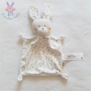 Doudou plat Lapin blanc étoiles gris TAPE A L’OEIL TAO