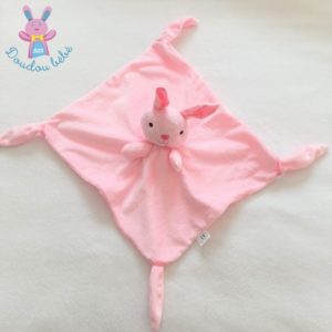 Doudou plat Lapin rose pâle et satin TONY LVEE