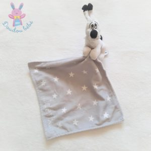 Doudou Chien Idéfix blanc mouchoir gris étoiles Parc Astérix