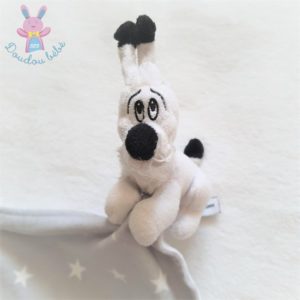 Doudou Chien Idéfix blanc mouchoir gris étoiles Parc Astérix