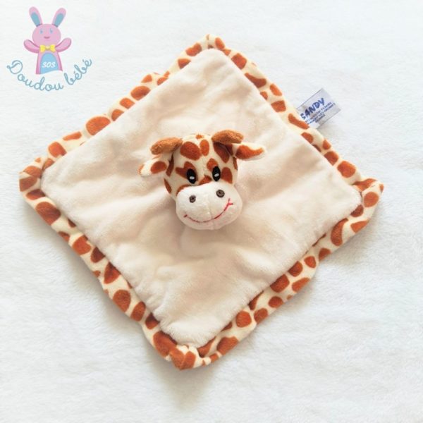 Doudou plat Girafe tout doux blanc beige marron SANDY