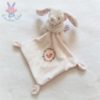 Doudou Lapin blanc mouchoir fleurs oiseau rose POMMETTE