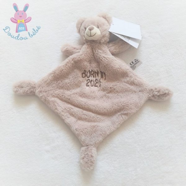 Doudou plat Ours tout doux beige crème "Born in 2021" NICOTOY C&A